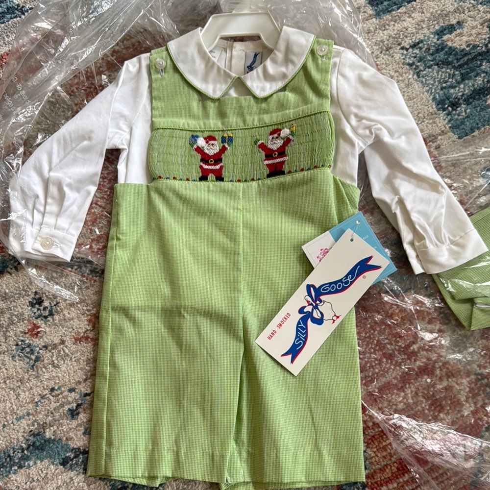 Green Kids One Piece with Santa Design